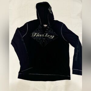 Harley-Davidson Black Hooded Long Sleeve Sweater